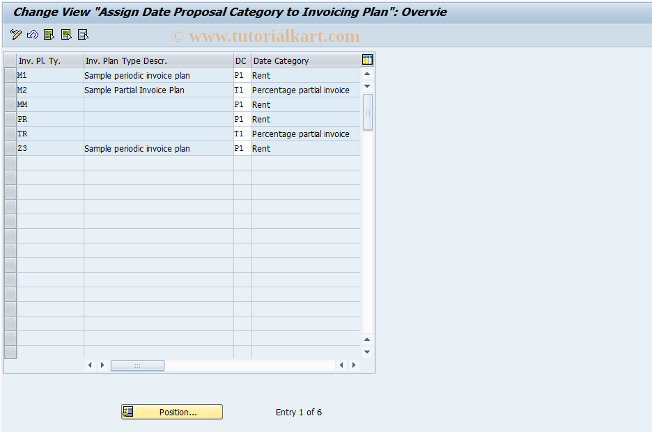 SAP TCode OM5R - Default Date Category for Invoice  Plan