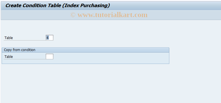 SAP TCode OMA6 - Condition Table: Listing/Exclusion D