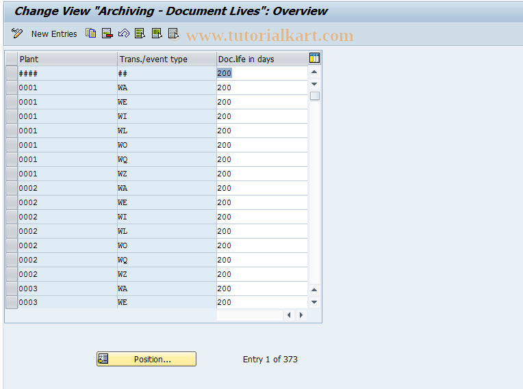 SAP TCode OMB9 - Change Document Lives