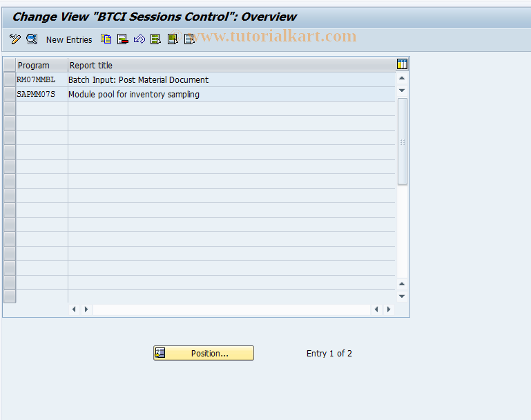 SAP TCode OMBF - Control BTCI Sessions for Goods Mvmt