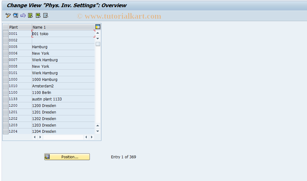 SAP TCode OMBH - Phys. Inventory Settings in Plant