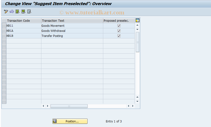 SAP TCode OMBJ - Suggest Items Preselected GI