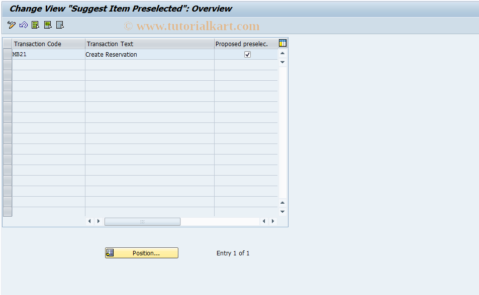 SAP TCode OMBK - Suggest Items Preselected: Reservtn