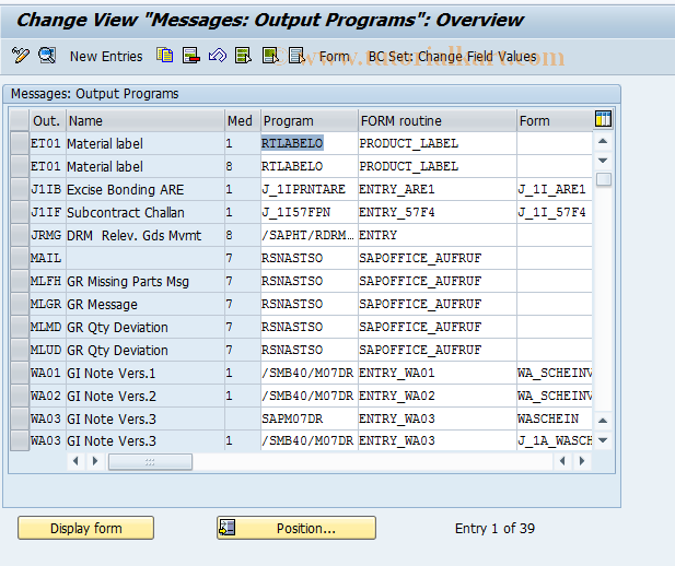 SAP TCode OMBO - Assign Forms and Programs