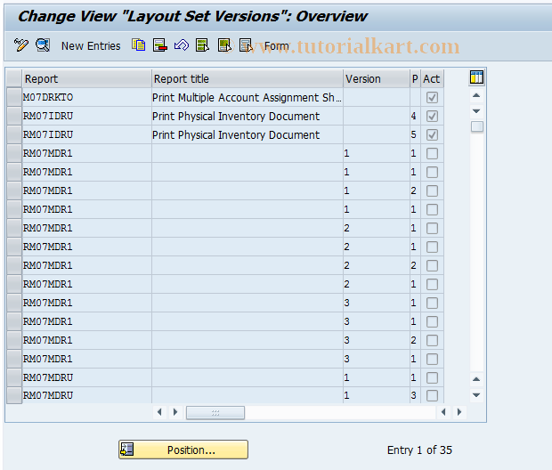 SAP TCode OMBU - Allocate Layout Sets to Reports
