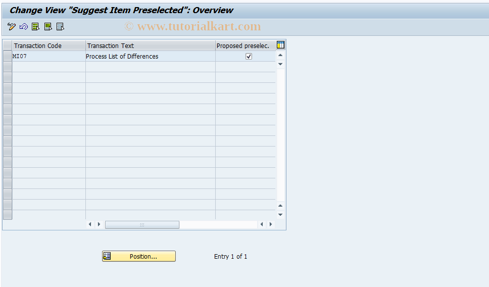 SAP TCode OMC3 - Suggest Items Preselected: Phys.Invoice 