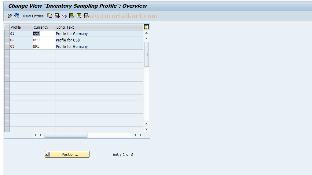 SAP TCode OMCK - Inventory Sampling Profile