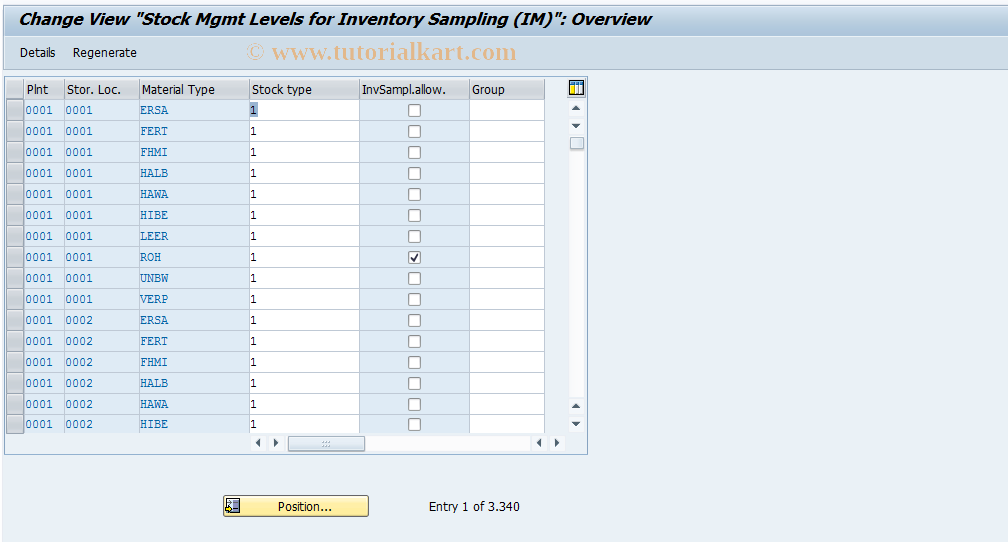 SAP TCode OMCL - Inventory Sampling: St. Mgmt Levels