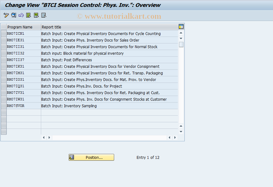 SAP TCode OMCN - Control BTCI Sessions for Phys. Invoice 