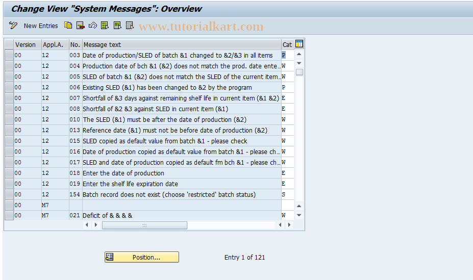 SAP TCode OMCQ - Settings for System Messages