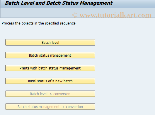 SAP TCode OMCT - Batch Definition