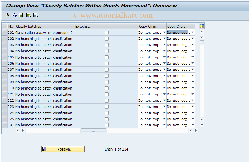 SAP TCode OMCV - Classify Batches
