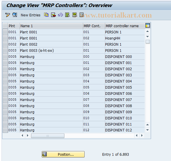 SAP TCode OMD0 - C RM-MAT MRP Controllers