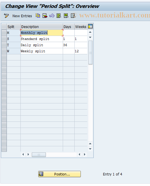 SAP TCode OMDA - C RM-MAT MD Period Split T449A