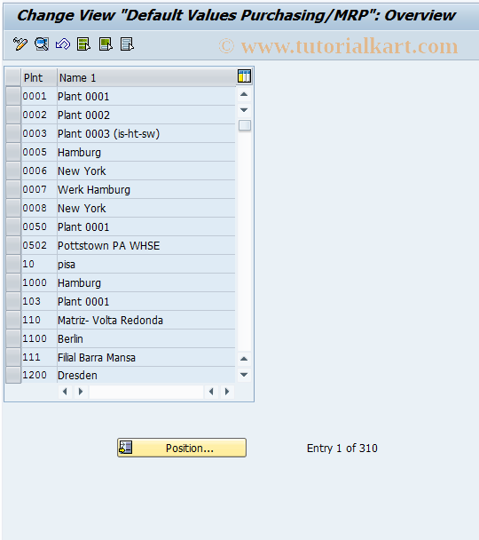 SAP TCode OMDT - C MM-MRP External Procurement