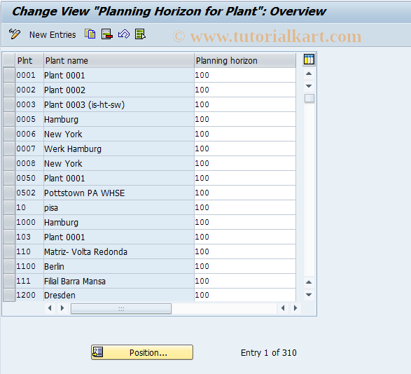 SAP TCode OMDX - C MD Planning Horizon