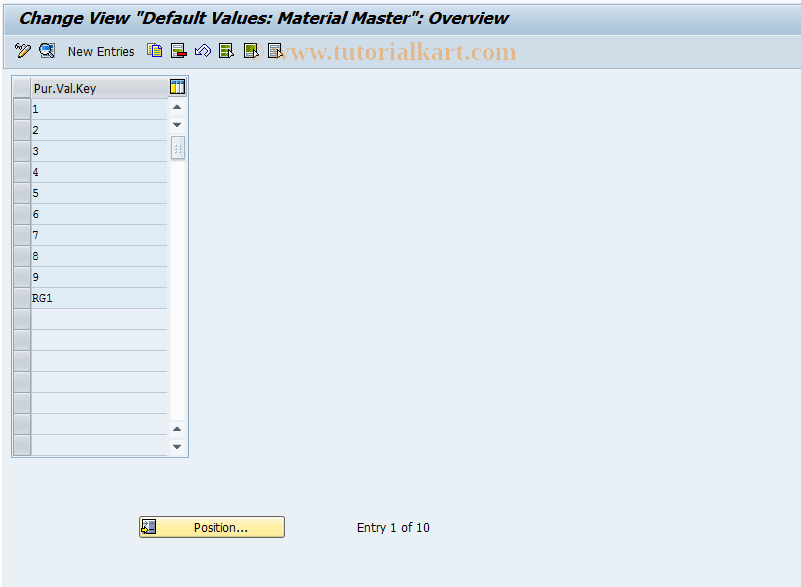 SAP TCode OME1 - C MM-PUR Purchasing Value Keys