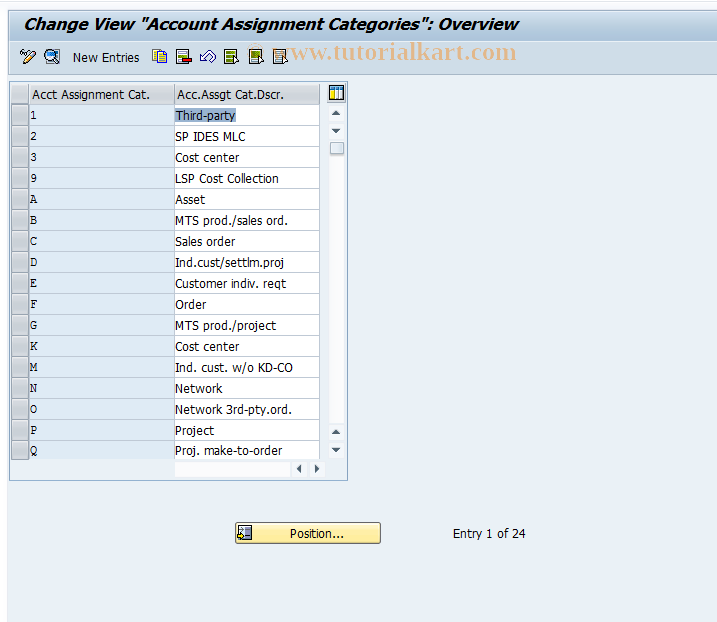 account assignment category service