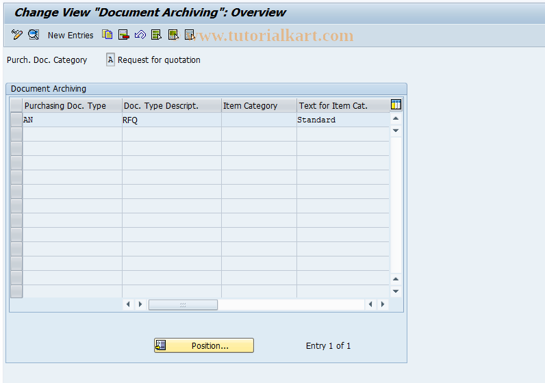 SAP TCode OMEE - C MM-PUR Reorganization RFQ