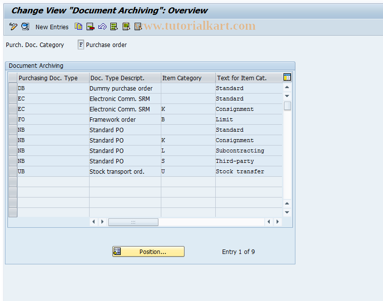 SAP TCode OMEY - C MM-PUR Reorganization PO