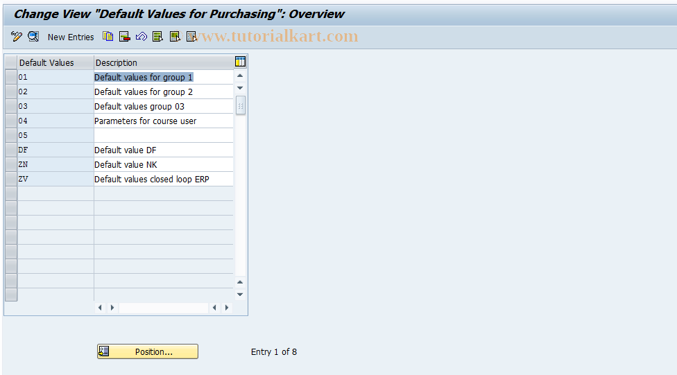 SAP TCode OMFI - Settings for Default Values