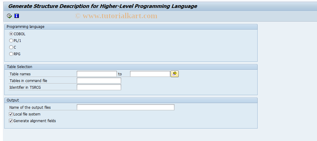 SAP TCode OMFJ - C MM-PUR Rec. Layout for Batch Input