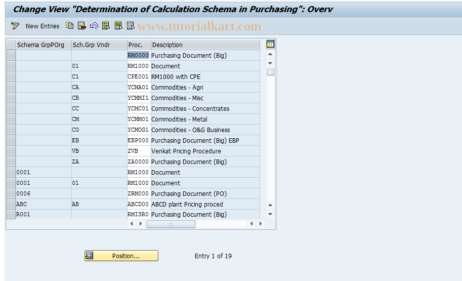 SAP TCode OMFO - C MM-PUR Find Calculation Schema
