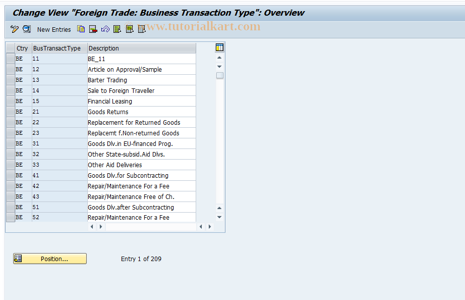 SAP TCode OMG4 - C MM-PUR Business Transaction Type