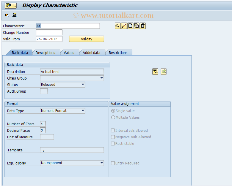 SAP TCode OMGQ_CHAR - Charact. Maintenance : Release Procedure