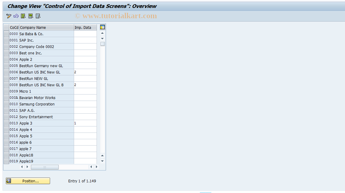 SAP TCode OMGT - Import Data