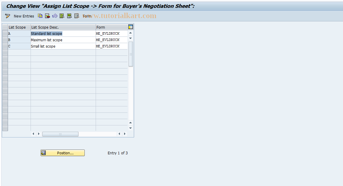 SAP TCode OMGX - MM-PUR Form for Buyer's Neg. Sheet