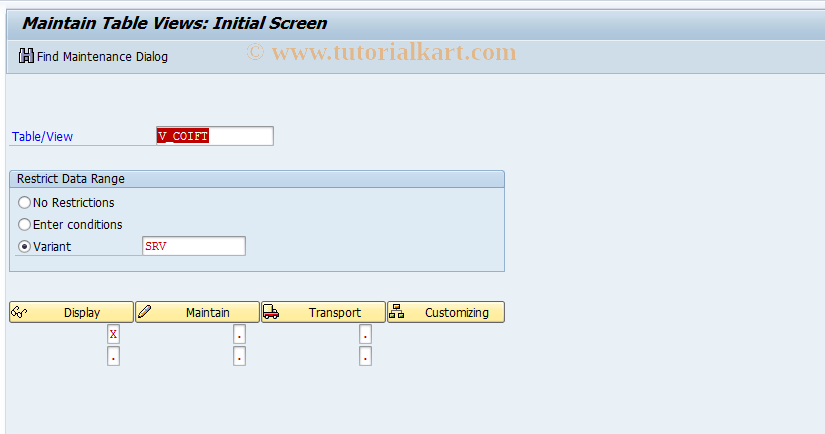 SAP TCode OMH0 - Interface to Activity Allocation