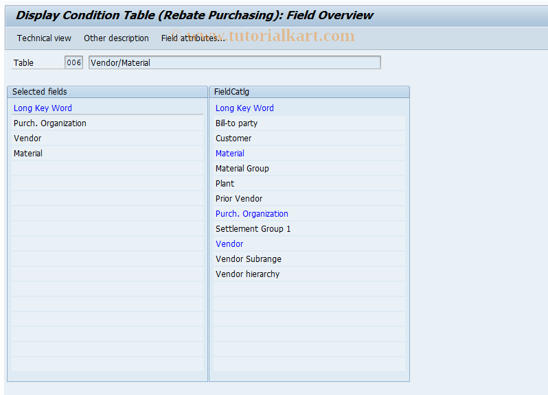 SAP TCode OMHB - Change Volume Rebate Table:  Purchase 