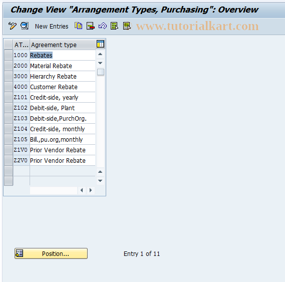 SAP TCode OMHD - Arrangement Type: Purchasing