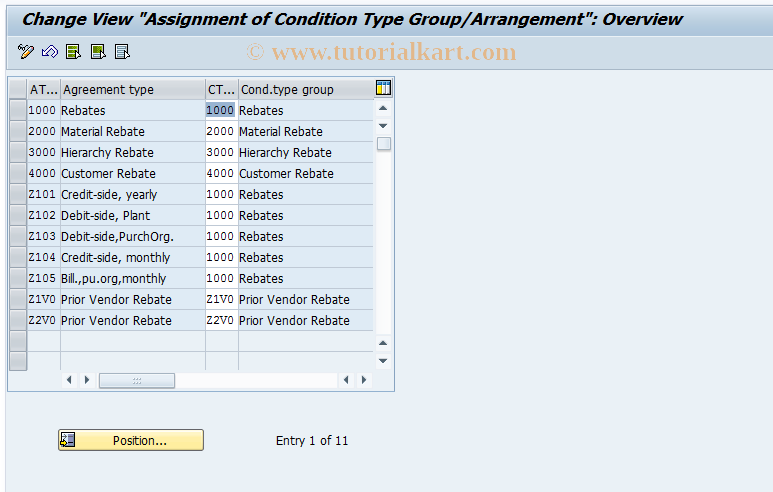 SAP TCode OMHG - Assign Arrangement Type - Condition  type