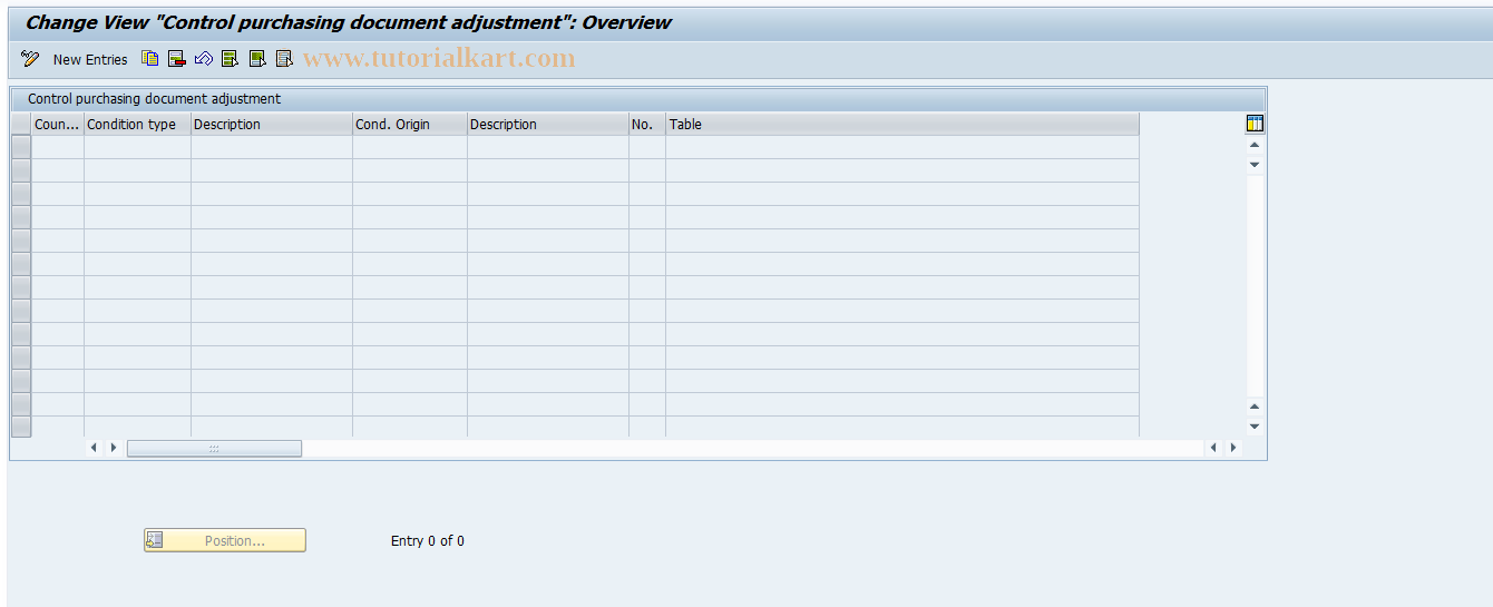 SAP TCode OMHJ - Purchasing: Condition Index