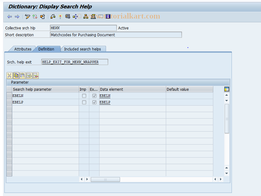 SAP TCode OMHN - C MM-PUR Matchcode  Purchase  Document