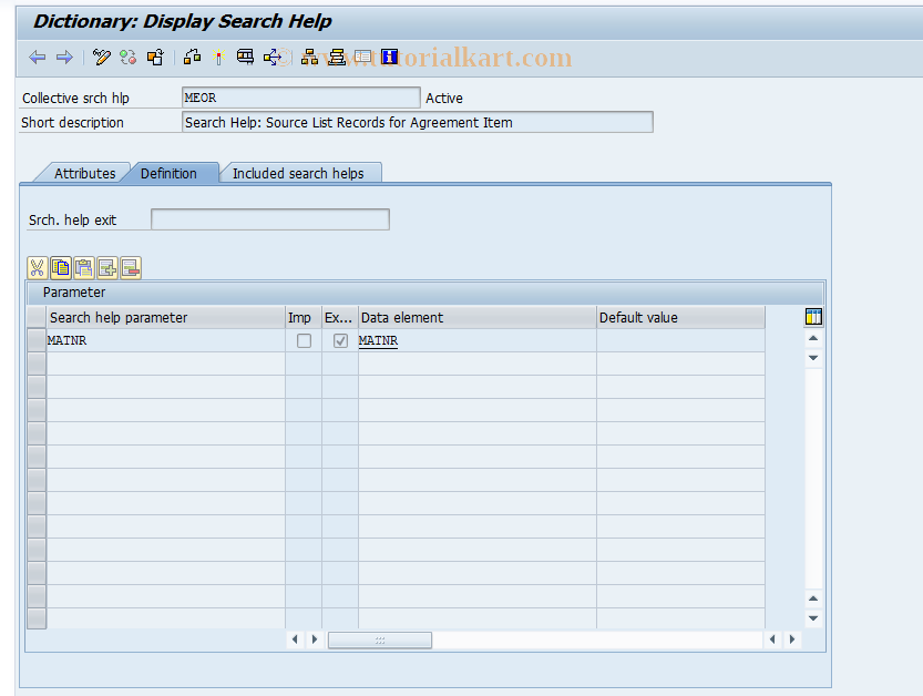 SAP TCode OMHO - C MM-PUR Matchcode Source List