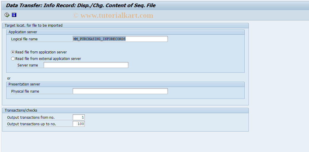 SAP TCode OMHS - Display Info Record Transfer File