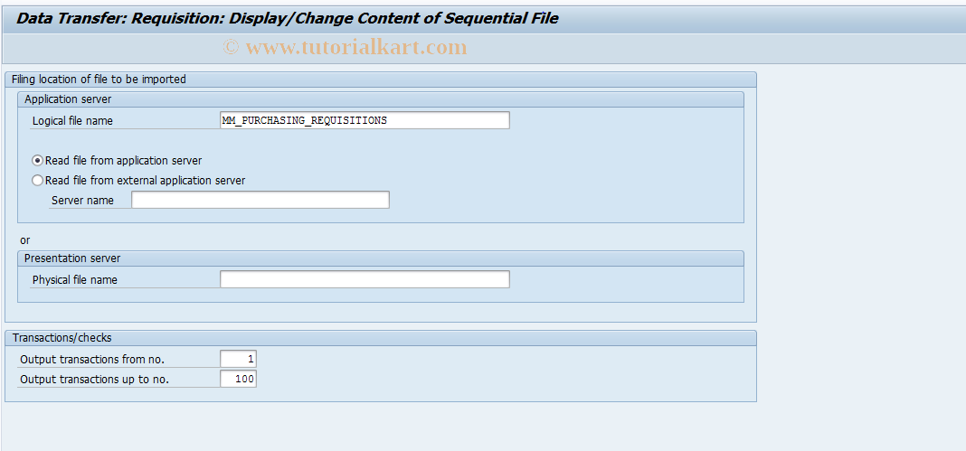 SAP TCode OMHT - Display Requisition Transfer File