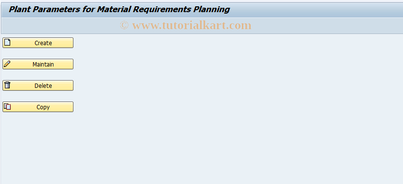 SAP TCode OMI8 - Plant Parameters