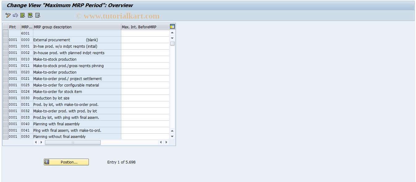 SAP TCode OMIM - Maximum MRP Period