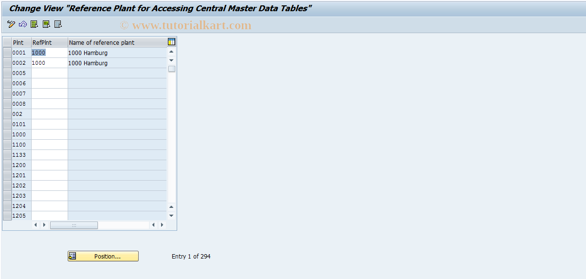 SAP TCode OMIP - Reference Plant for MRP Master Data
