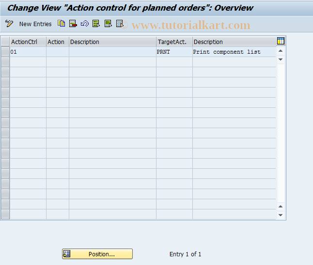 SAP TCode OMIV - Action Control - Planned Order