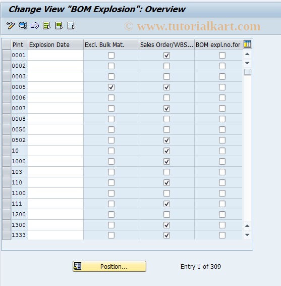 SAP TCode OMIW - BOM Explosion