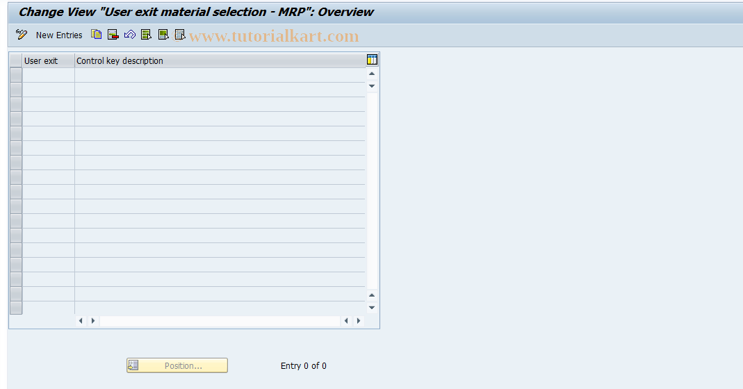 SAP TCode OMIX - Text: User Exit Planning Run