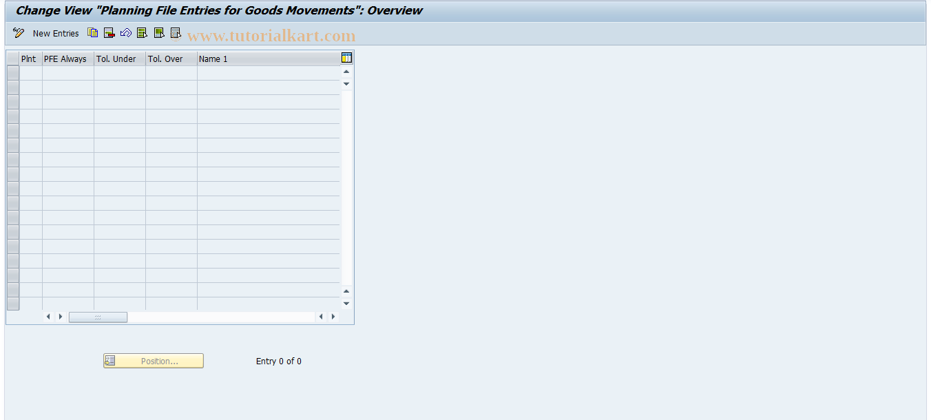 SAP TCode OMIY - Plng File Entries for Goods Mvmts