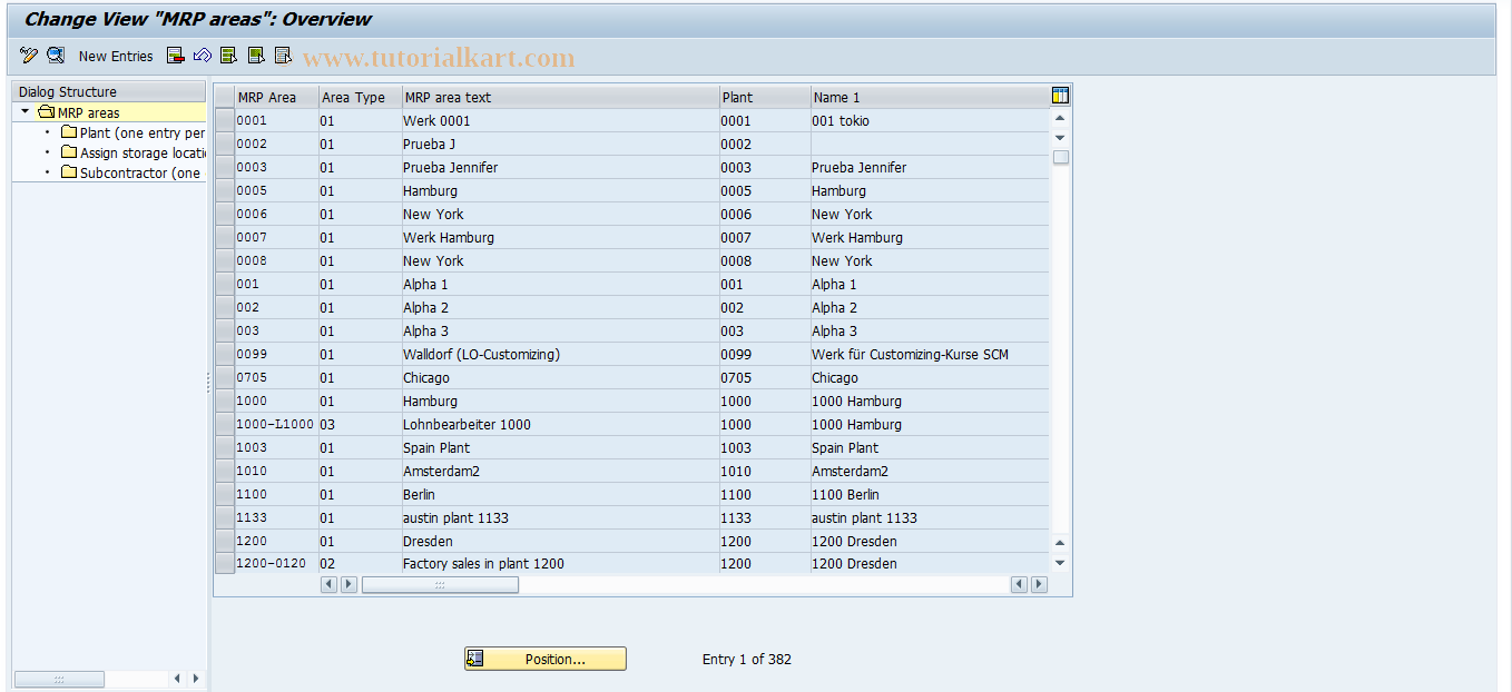 SAP TCode OMIZ - MRP area