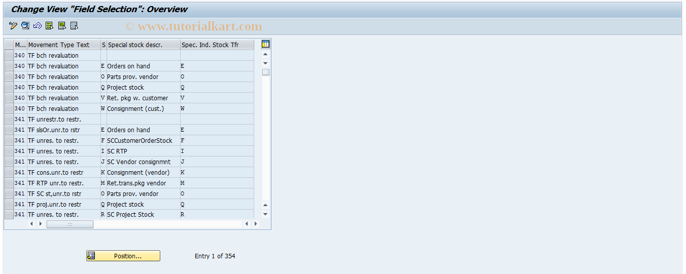 SAP TCode OMJA - Set Screen Layout for Goods Movement