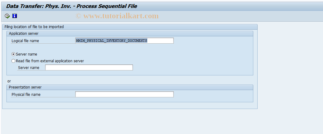 SAP TCode OMJH - Maintain Dataset for Phys. Inventory